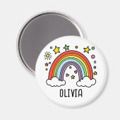 Whimsical regenboog gepersonaliseerde meisjes magneet (Voorkant / Achterkant)
