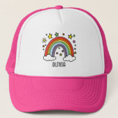 Whimsical regenboog gepersonaliseerde meisjes trucker pet (Voorkant)