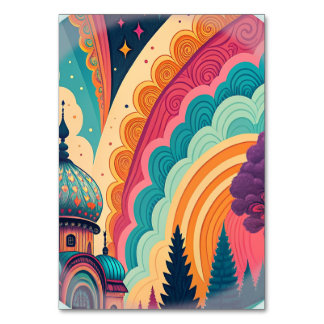 Whimsical Regenboog Koepel Tafelkaart – Aanpasbaar Kaart