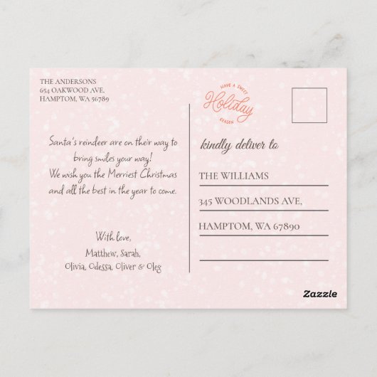 Whimsical Regenboog Rendieren en Kerstverlichting Briefkaart (Achterkant)