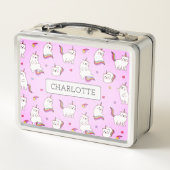 Whimsical Regenboogkatten Metalen Lunchbox (Achterkant)