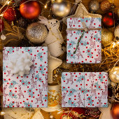 Whimsical Reindeer and Berry Christmas Pattern Inpakpapier Vel