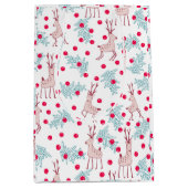 Whimsical Reindeer and Berry Christmas Pattern Medium Cadeauzakje (Voorkant)