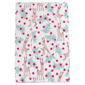 Whimsical Reindeer and Berry Christmas Pattern Medium Cadeauzakje (Achterkant)