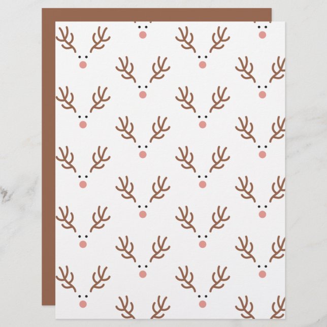 Whimsical Reindeer Boho Pattern Scrapbook Paper (Voorkant / Achterkant)
