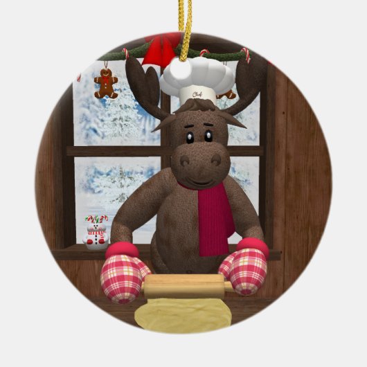 Whimsical Reindeer Chef Keramisch Ornament (Voorkant)