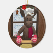 Whimsical Reindeer Chef Keramisch Ornament (Links)