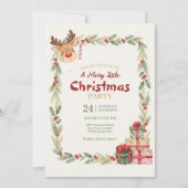 Whimsical Reindeer Christmas Party Invitation Kaart (Voorkant)