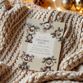 Whimsical Reindeer Christmas Party Kaart