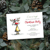 Whimsical Reindeer Editable Christmas Invitation Kaart