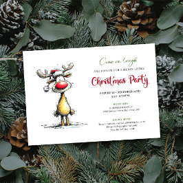 Whimsical Reindeer Editable Christmas Invitation Kaart