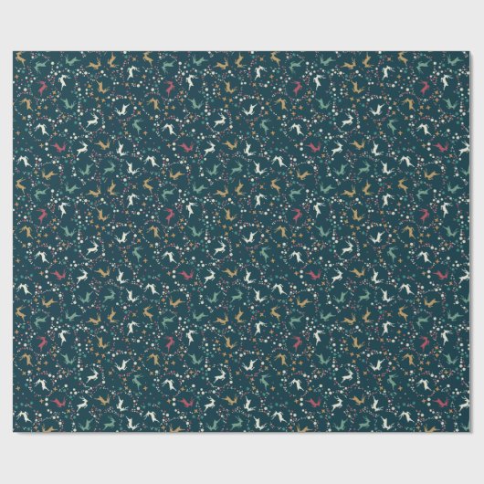 Whimsical Reindeer en Bubbles kerst Cadeaupapier (Vlak)