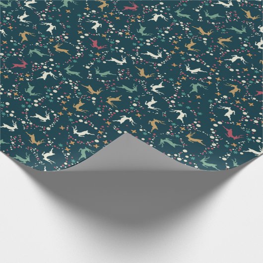 Whimsical Reindeer en Bubbles kerst Cadeaupapier (Hoek)