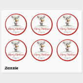 Whimsical reindeer funny holiday sticker design (Vel)