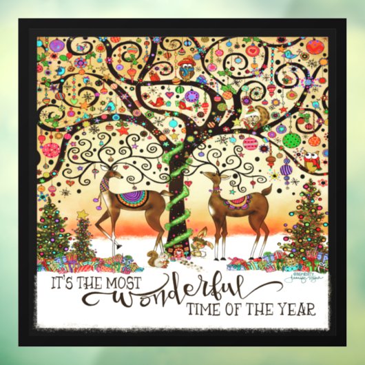 Whimsical Reindeer! "Inspiron" Windows Cling Raamsticker (Vel 3)