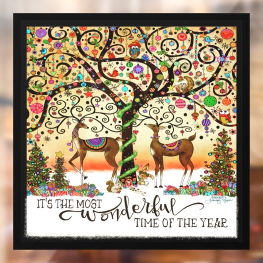 Whimsical Reindeer! "Inspiron" Windows Cling Raamsticker (Vel 2)
