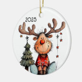 Whimsical Reindeer Keramisch Ornament (Links)