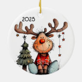 Whimsical Reindeer Keramisch Ornament (Achterkant)