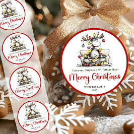 Whimsical reindeer sticker quirky holiday design