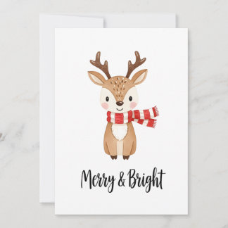 Whimsical Reindeer Watercolor Christmas Card Feestdagenkaart