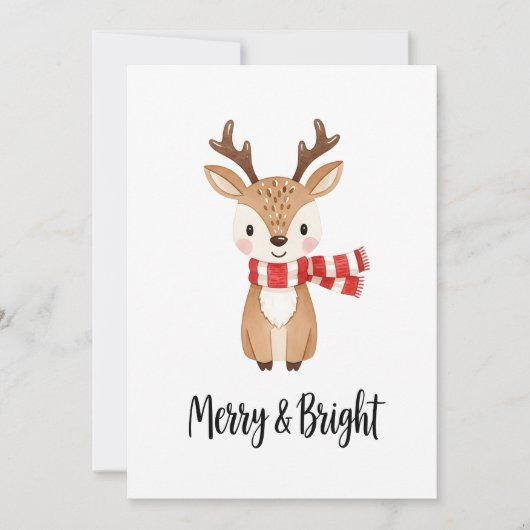 Whimsical Reindeer Watercolor Christmas Card Feestdagenkaart (Voorkant)
