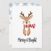 Whimsical Reindeer Watercolor Christmas Card Feestdagenkaart (Voorkant / Achterkant)