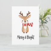 Whimsical Reindeer Watercolor Christmas Card Feestdagenkaart (Staand voorkant)