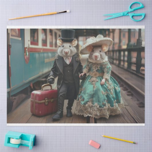Whimsical Reizende Duo Muizen Decoupage Tissuepapier (Craft)