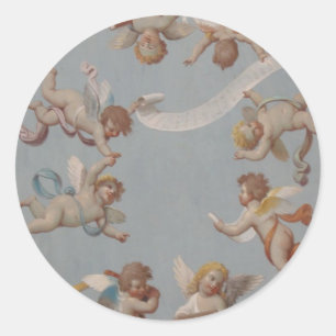 Whimsical Renaissance Cherub Angels Ronde Sticker