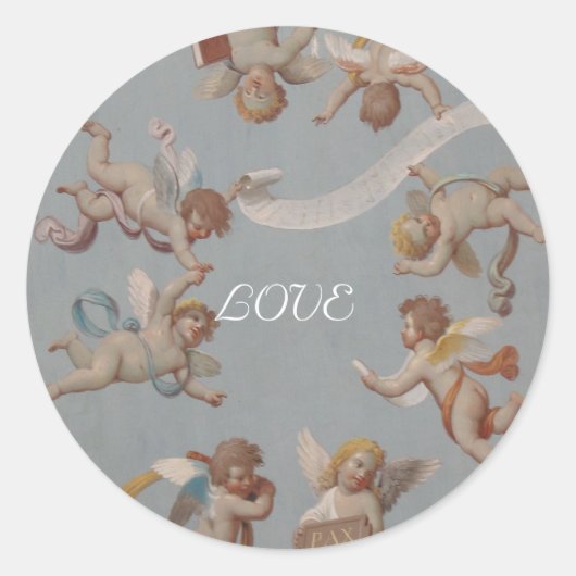 Whimsical Renaissance Cherubs Ronde Sticker (Voorkant)