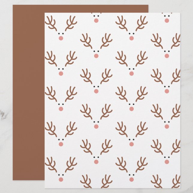 Whimsical Rendier Boho Patroon Scrapbook Papier (Voorkant / Achterkant)