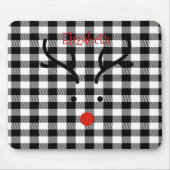 Whimsical rendier gezicht zwart buffel geruit muismat (Voorkant)
