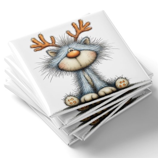 Whimsical rendier kat kerst magneet