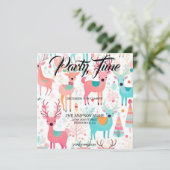 Whimsical Rendier Kerstfeest uitnodiging (Staand voorkant)