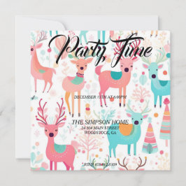 Whimsical Rendier Kerstfeest uitnodiging