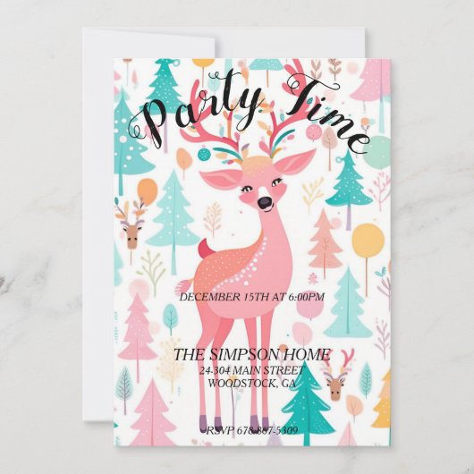 Whimsical Rendier Kerstvakantie uitnodiging (Voorkant)