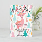 Whimsical Rendier Kerstvakantie uitnodiging (Staand voorkant)