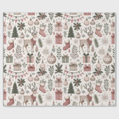 Whimsical Rendier Woodland Christmas Cadeaupapier (Vlak)