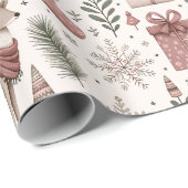 Whimsical Rendier Woodland Christmas Cadeaupapier (Rol Hoek)