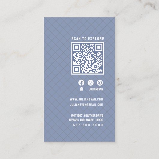 Whimsical Retro Arch Dusty Blue Visitekaartje (Achterkant)