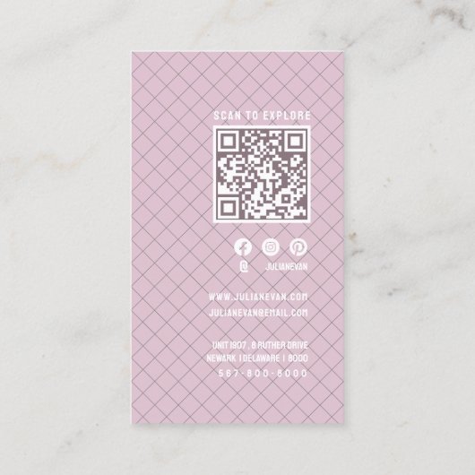 Whimsical Retro Arch Dusty Pink Visitekaartje (Achterkant)