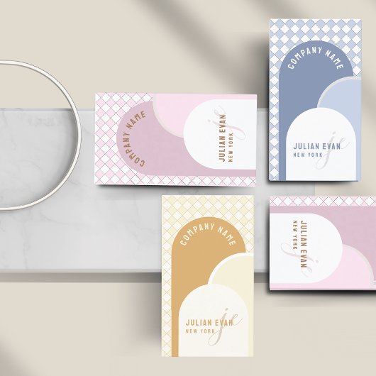 Whimsical Retro Arch Dusty Pink Visitekaartje