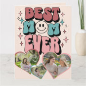 Whimsical Retro Beste Mama Hartvormige Foto Kaart (Voorkant)