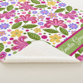 Whimsical Retro Bloemen in Pinks en Groenen Sherpa Deken (3/4)
