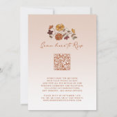 Whimsical Retro Bloemen QR Code Bruiloft Kaart (Achterkant)