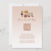 Whimsical Retro Bloemen QR Code Bruiloft Kaart (Achterkant)