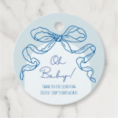 Whimsical Retro Blue Hand getrokken boog Baby show Bedankjes Labels (Voorkant)
