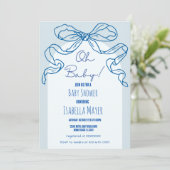 Whimsical Retro Blue Hand getrokken boog Baby show Kaart (Staand voorkant)