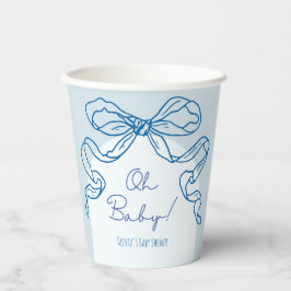 Whimsical Retro Blue Hand getrokken boog Baby show Papieren Bekers