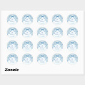 Whimsical Retro Blue Hand getrokken boog Baby show Ronde Sticker (Vel)